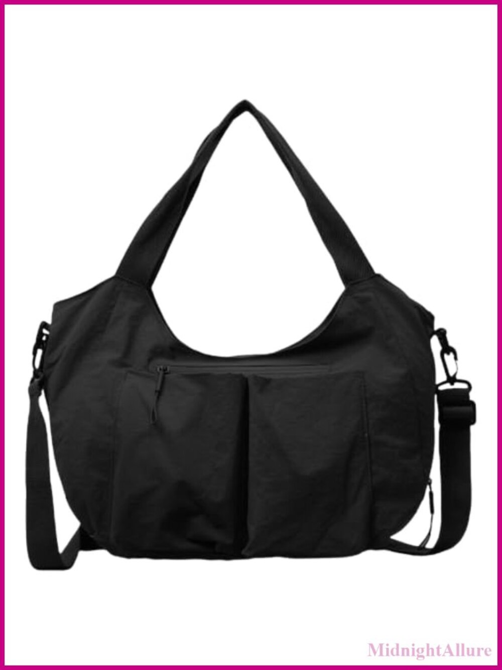 Large Slouchy Nylon Hobo Tote Crossbody Multi-Pocket Travel Bag